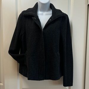 Eileen Fisher Grey Ribbed Sleeve Utility Jacket